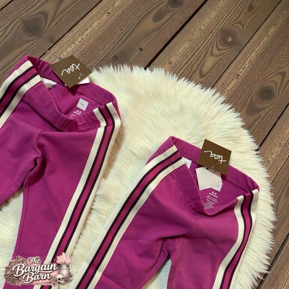 Tea Collection Baby Girl Leggings Set 6–9 Months Purple Stripe NWT (2 Pairs) - Picture 2 of 4